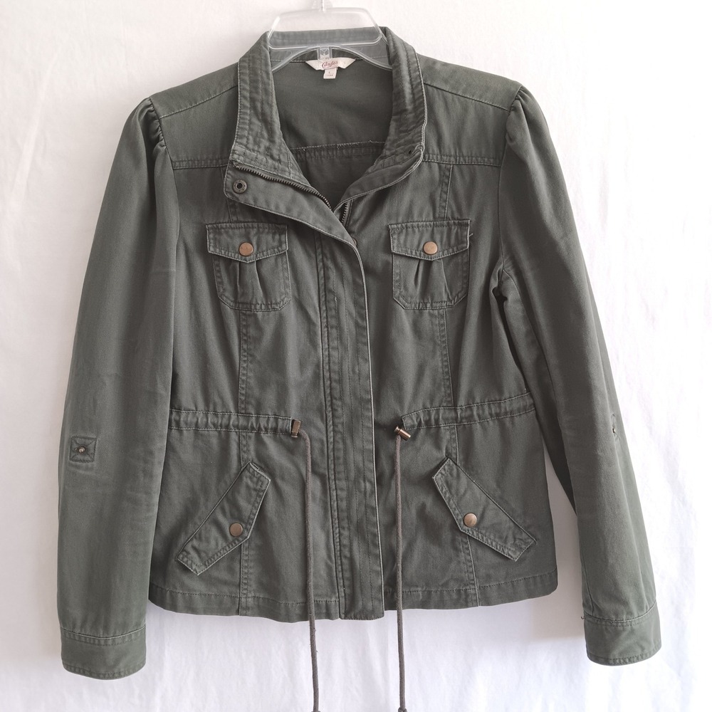 Candies Utility Jacket Womens Large Green Excellent Field Military Cotton Coat